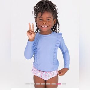 Sparkle Shimmer On Long Sleeve Rash Guard & Flounce Bikini Size 12-18 months NWT